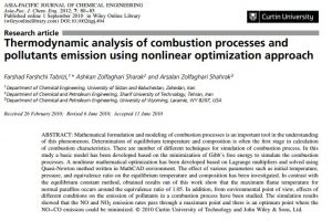 مدلسازی فرایند احتراق و بهینه سازی غیر خطی
