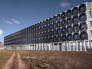 Air blowers for feeding into the carbon dioxide absorption unit