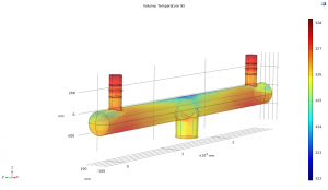 Modeling the outlet header from the cooling tower in COMSOL-temperature profile