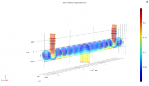 Modeling the output header from the cooling tower in Comsol